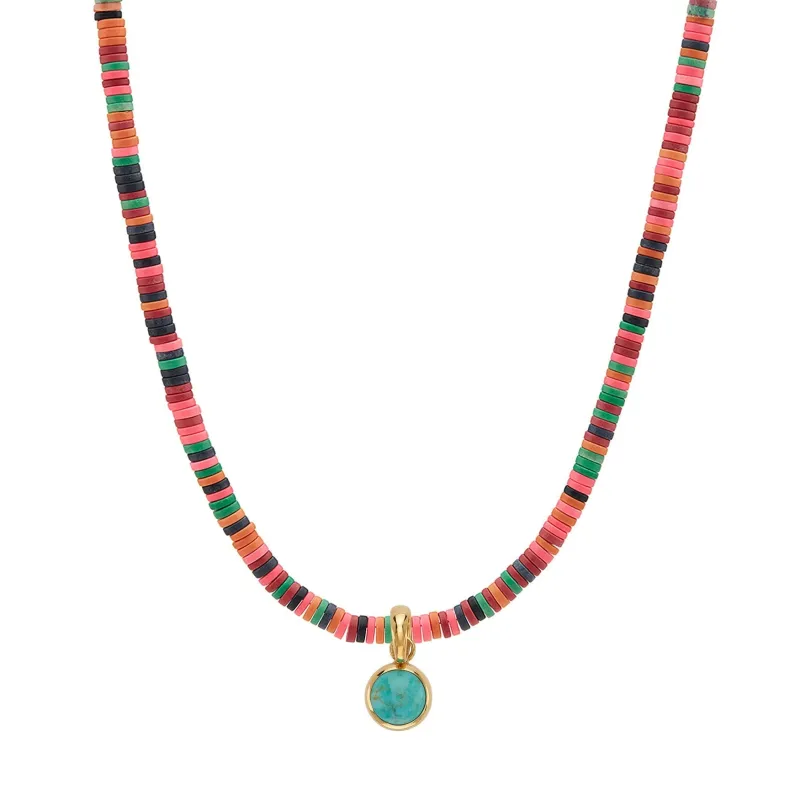 Heshi Beaded Necklace with Reversible Turquoise Removable Pendant sold by Anna Beck