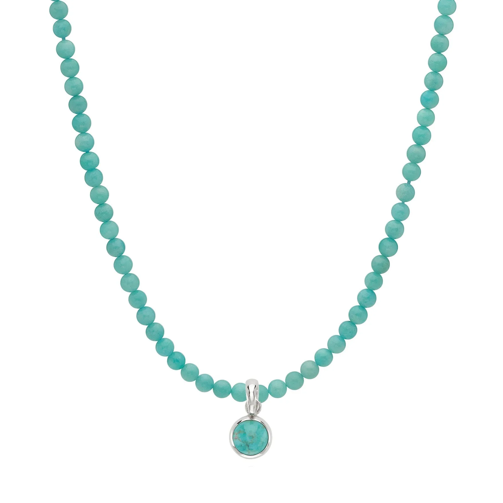 Amazonite Beaded Necklace with Reversible Silver Removable Turquoise Pendant sold by Anna Beck