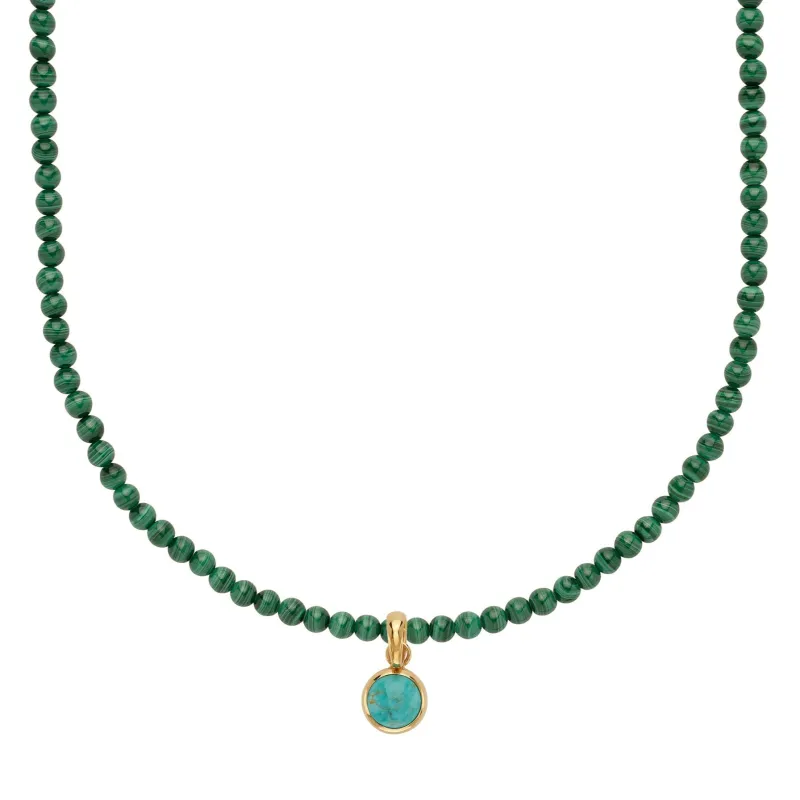 Malachite Beaded Necklace with Turquoise Pendant sold by Anna Beck