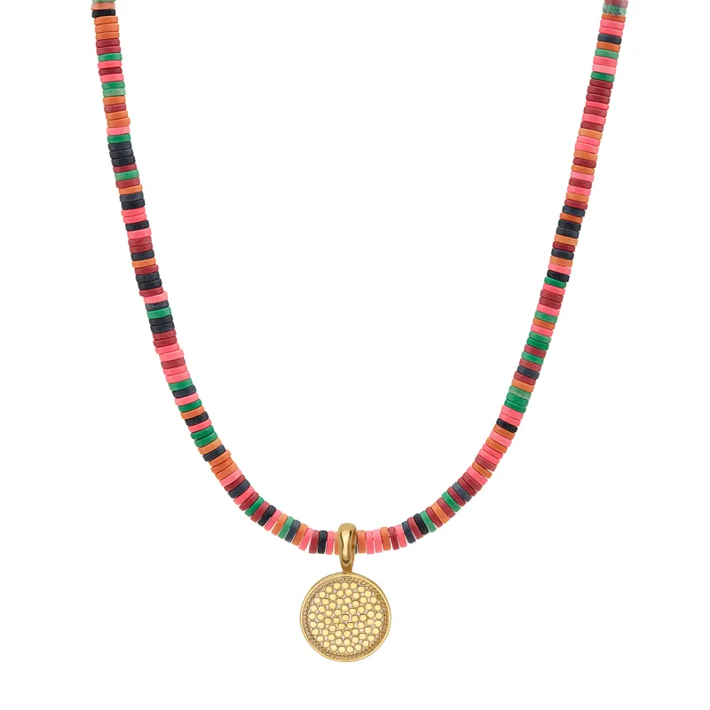 Heshi Beaded Necklace with Reversible Gold Removable Pendant, Engravable sold by Anna Beck