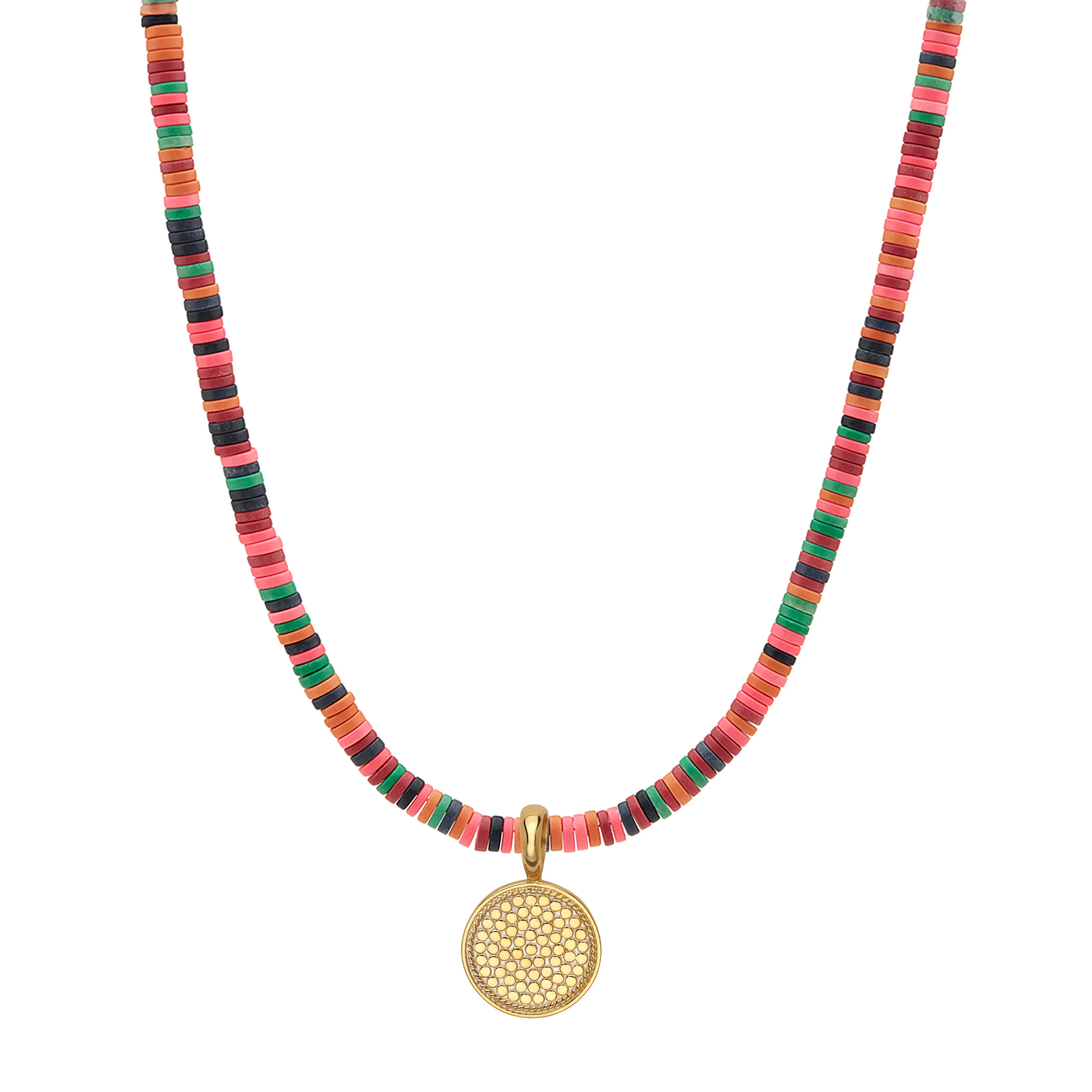 Heshi Beaded Necklace with Reversible Gold Removable Pendant, Engravable sold by Anna Beck