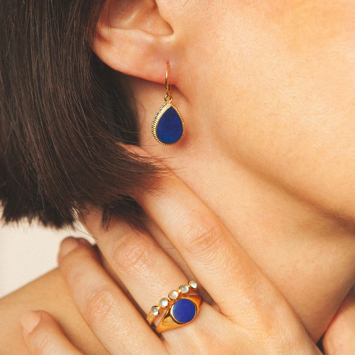 Lapis Teardrop Earrings sold by Anna Beck product image thumbnail 3