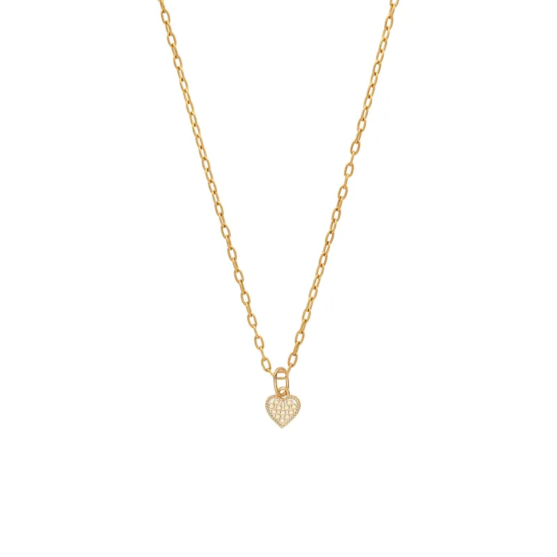 Small Engravable Heart Charm Necklace, Gold sold by Anna Beck