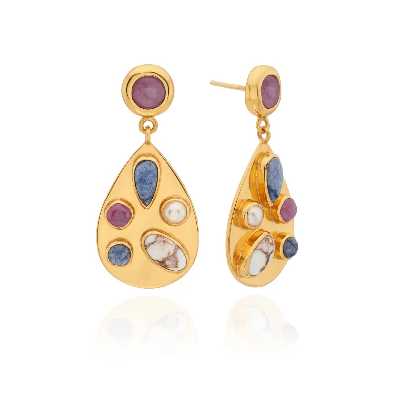 Multi-Stone Double Drop Earrings sold by Anna Beck