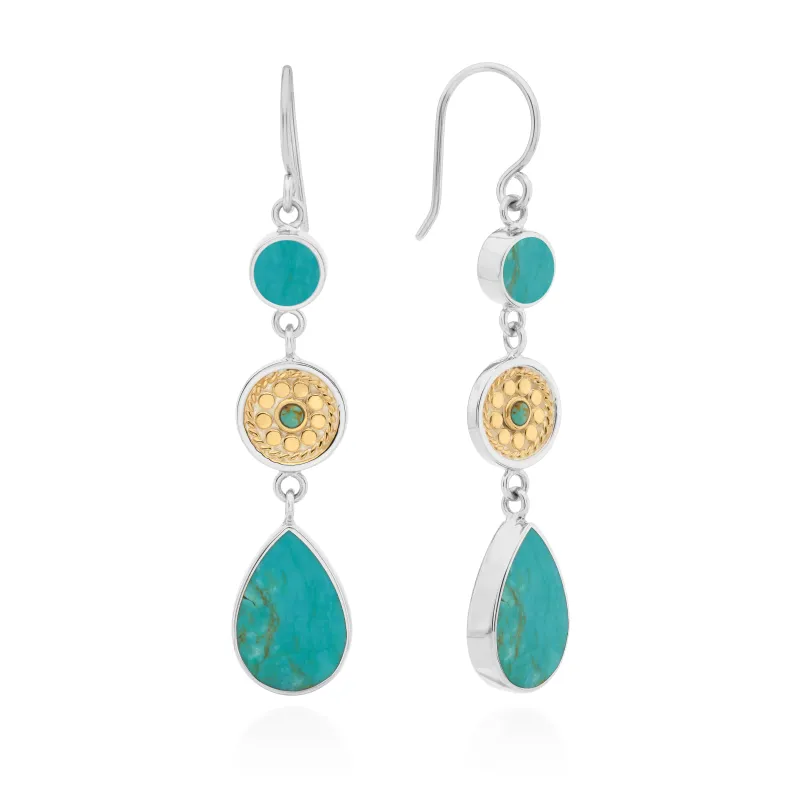 Antigua Triple Drop Earrings - A - Two-toned sold by Anna Beck