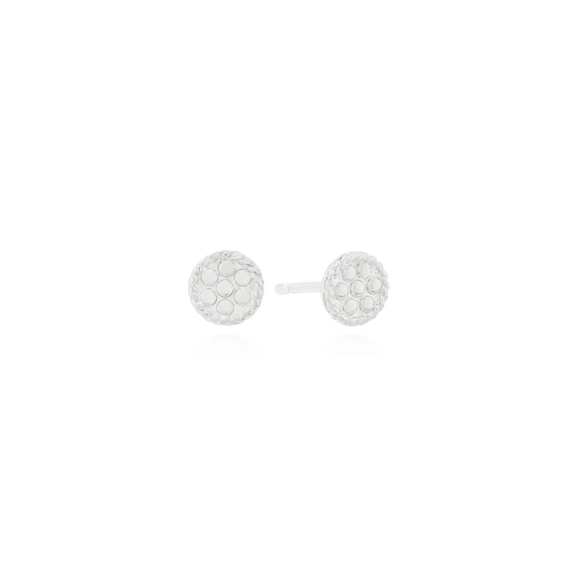 Braided Border Stud Earrings - Silver sold by Anna Beck