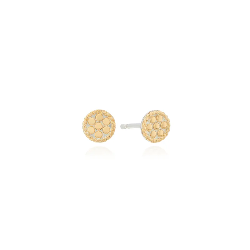 Braided Border Stud Earrings - Gold sold by Anna Beck