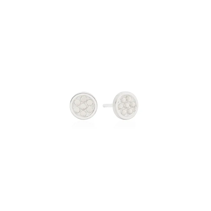 Smooth Border Stud Earrings - Silver sold by Anna Beck