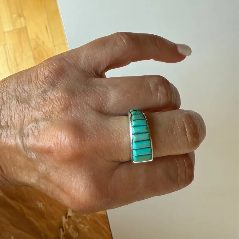 Multi-Stone Tapered Turquoise Ring - Silver sold by Anna Beck