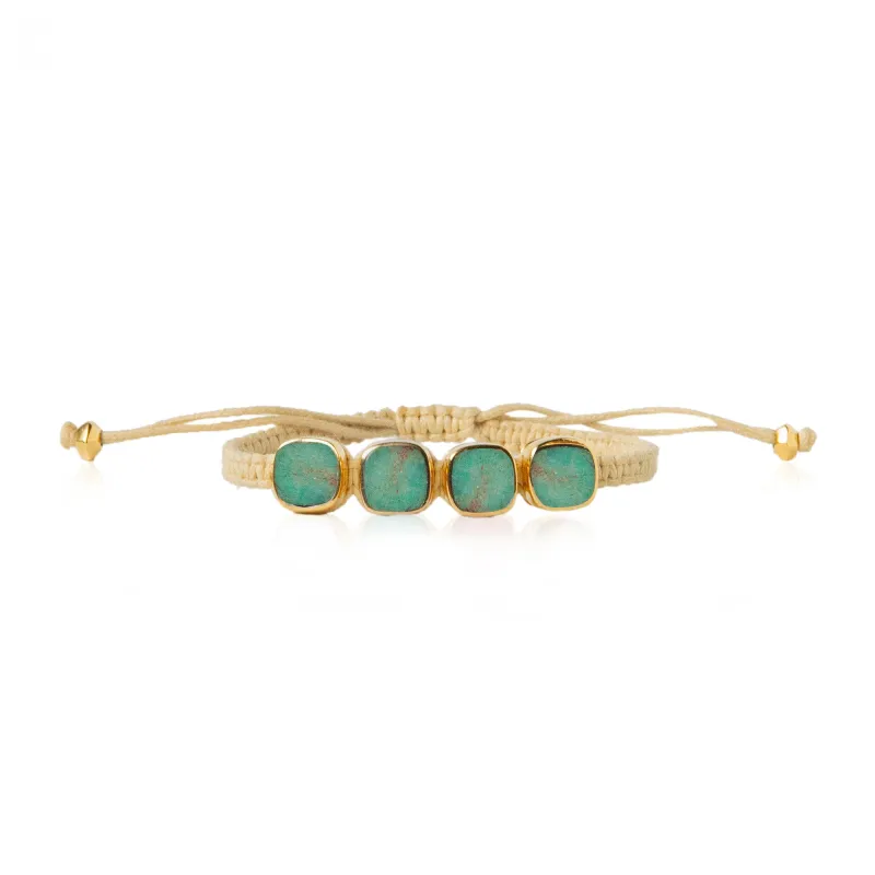 Turquoise Square Multi-Stone Woven Bracelet sold by Anna Beck