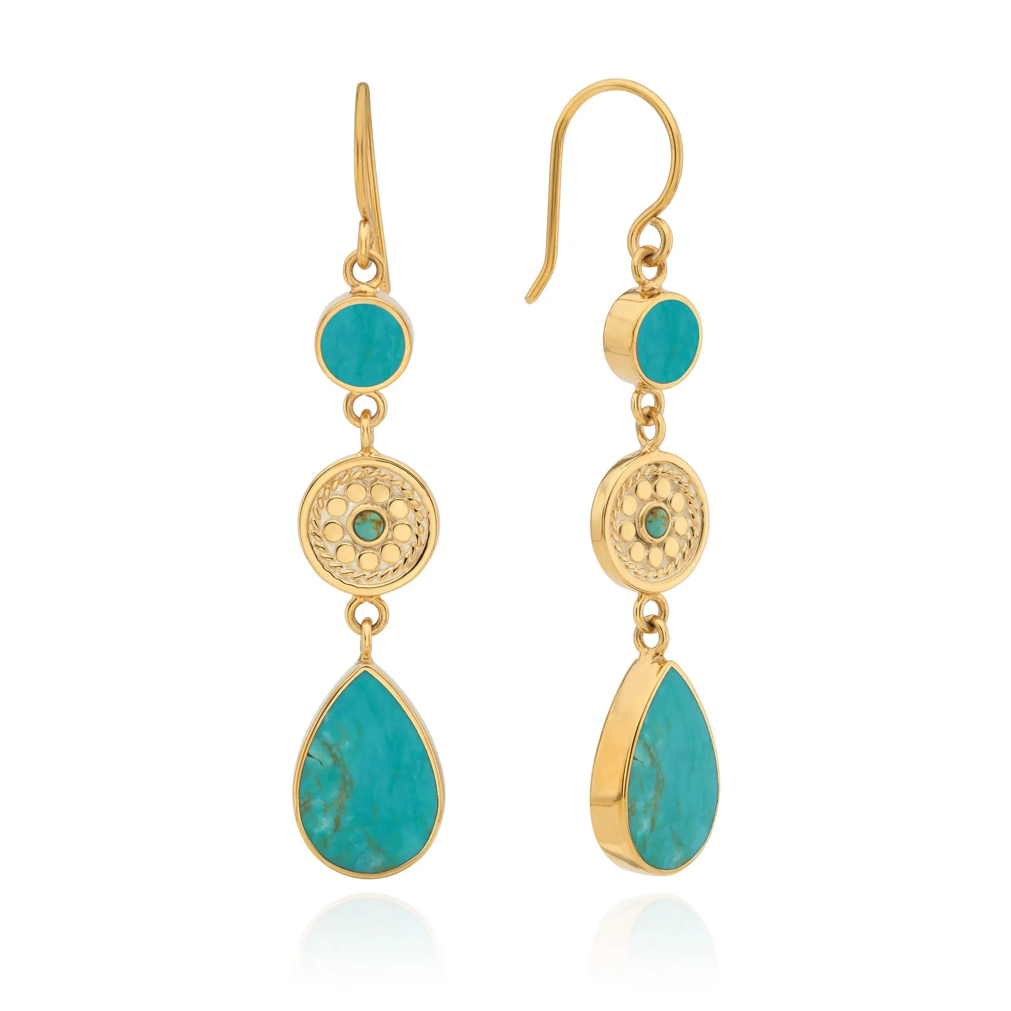Antigua Double Drop Earrings - A - Gold sold by Anna Beck