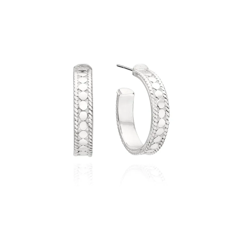 Small Dotted Hoop Earrings - Silver sold by Anna Beck