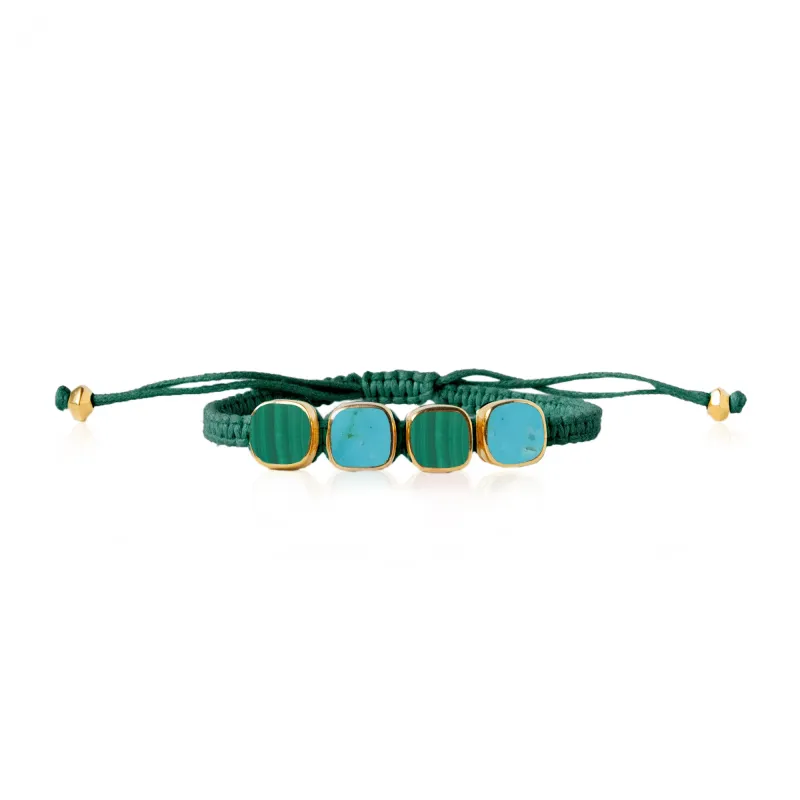 Turquoise and Malachite Woven Bracelet sold by Anna Beck