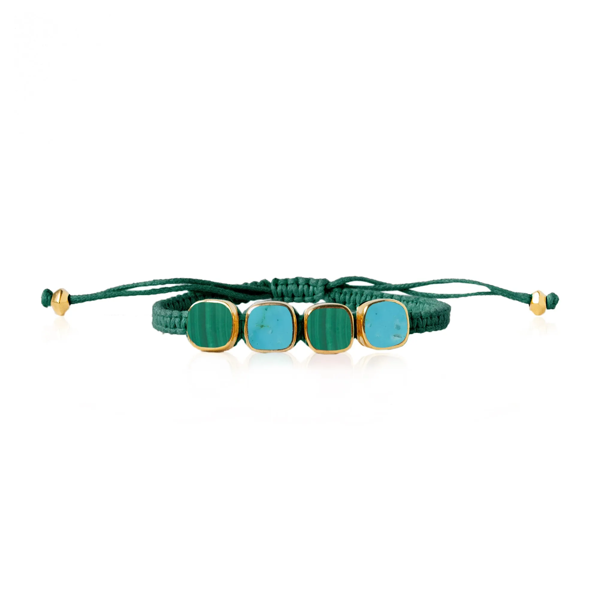 Turquoise and Malachite Woven Bracelet sold by Anna Beck