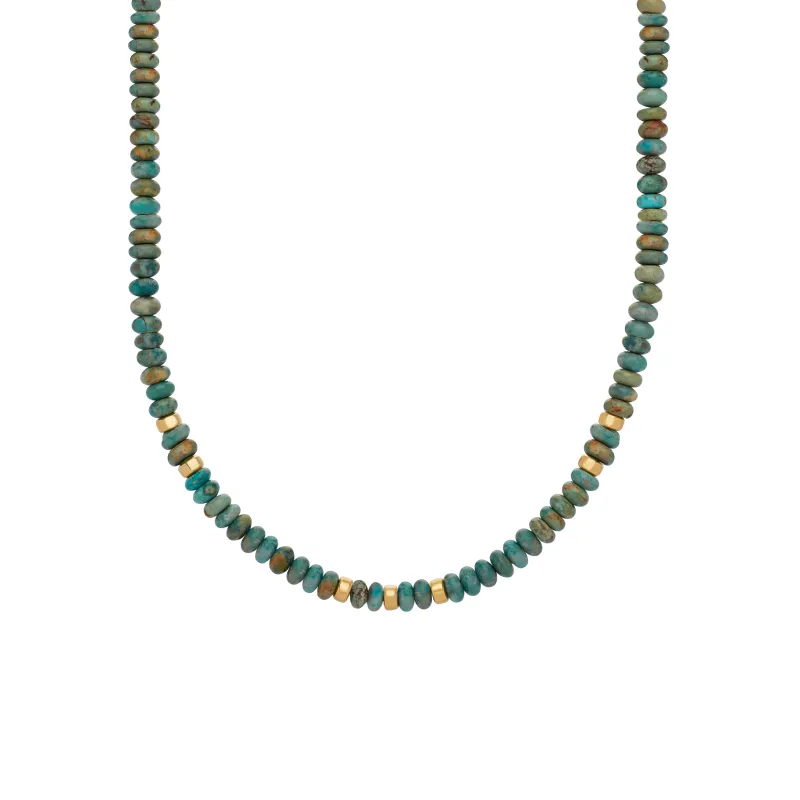 Green Turquoise Beaded Necklace, 15-17" sold by Anna Beck