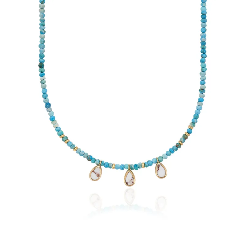 Beaded Turquoise Drop Charm Necklace, 15-17" sold by Anna Beck