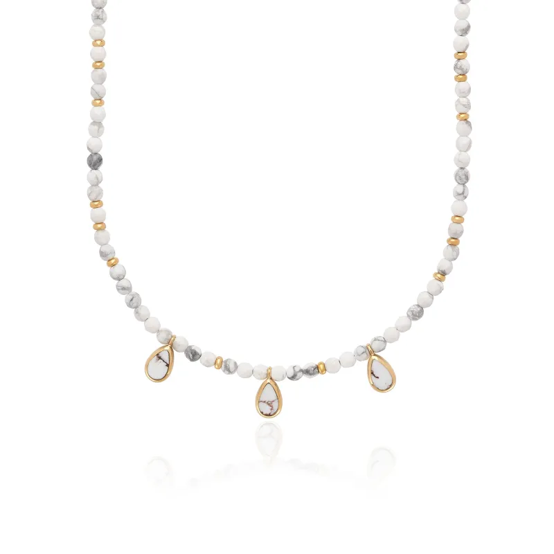 Beaded Howlite Drop Charm Necklace, 15-17" sold by Anna Beck