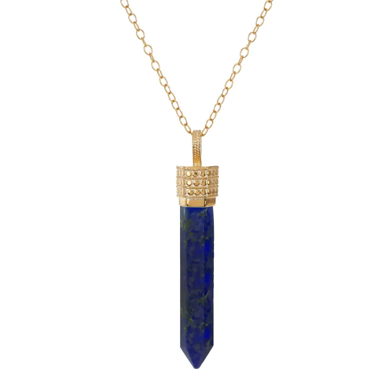 Lapis Amulet Pendant, 30" made by Anna Beck
