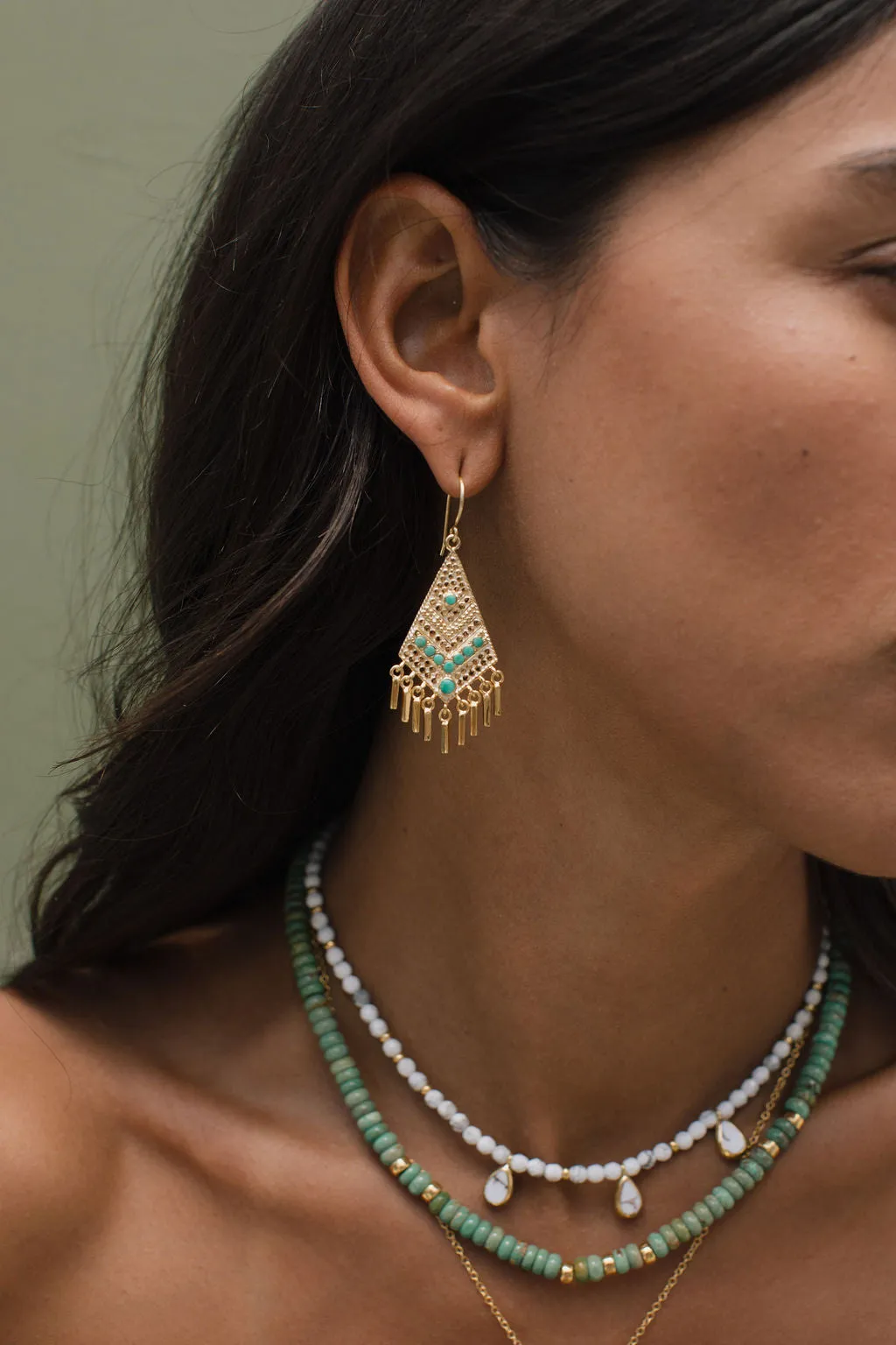 Green Turquoise Chandelier Earrings sold by Anna Beck product image thumbnail 2