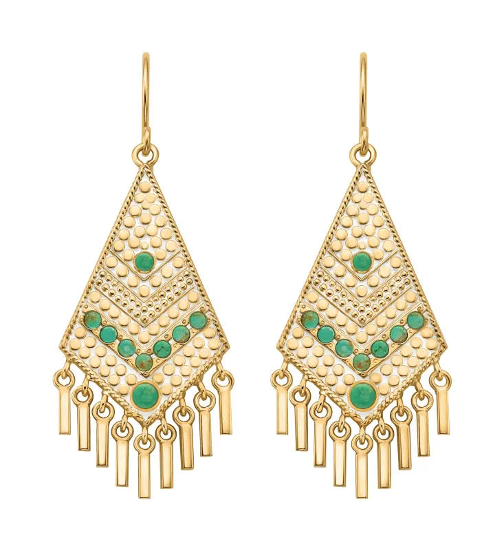 Green Turquoise Chandelier Earrings sold by Anna Beck