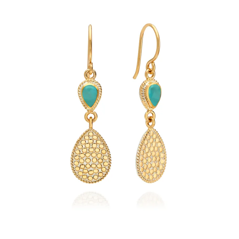 Blue Turquoise Double Drop Earrings sold by Anna Beck