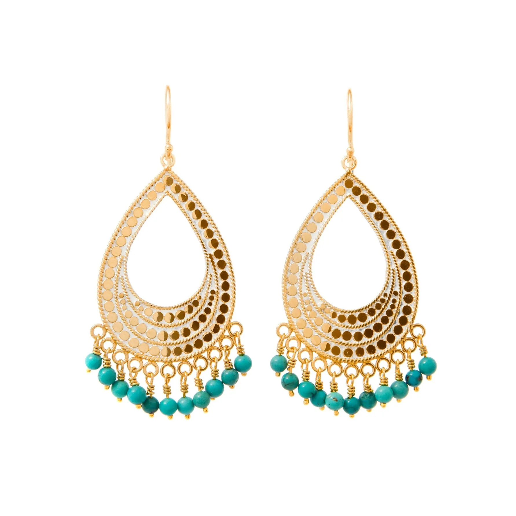 Beaded Blue Turquoise Chandelier Earrings sold by Anna Beck