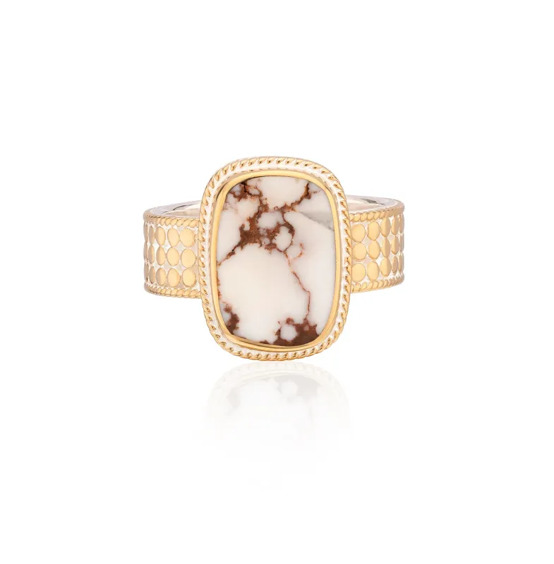 White Buffalo Cushion Ring sold by Anna Beck