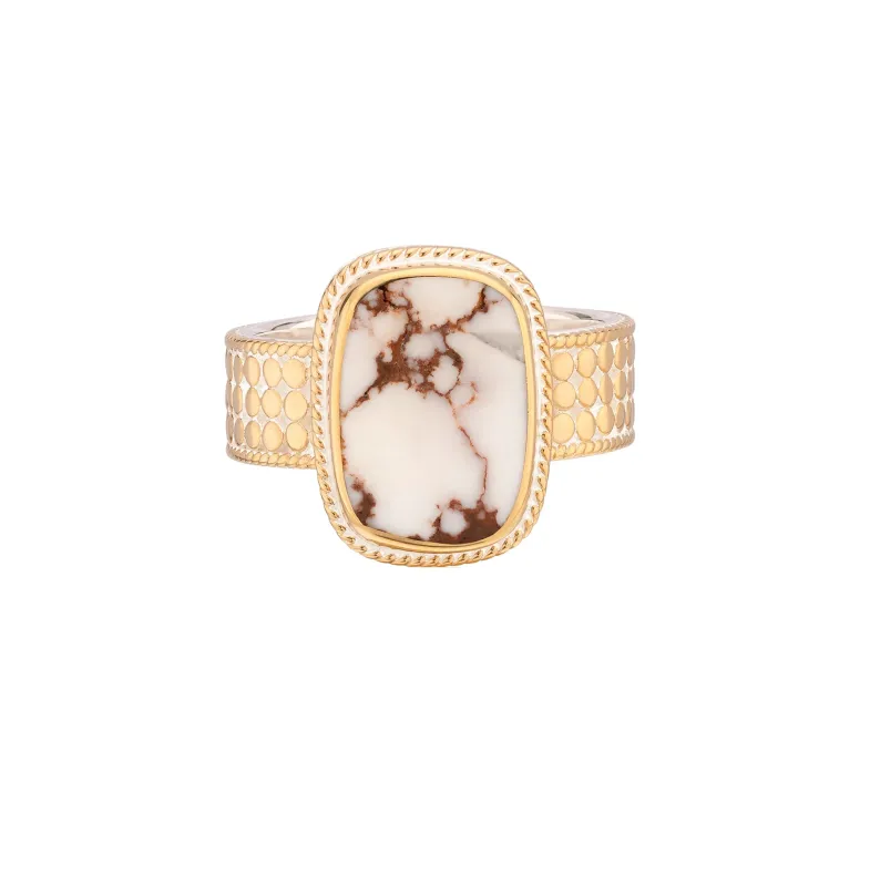 White Buffalo Cushion Ring sold by Anna Beck