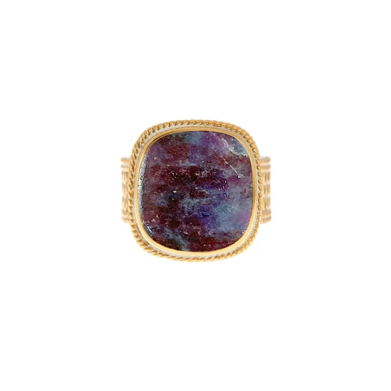 Kyanite Ruby Cushion Ring sold by Anna Beck