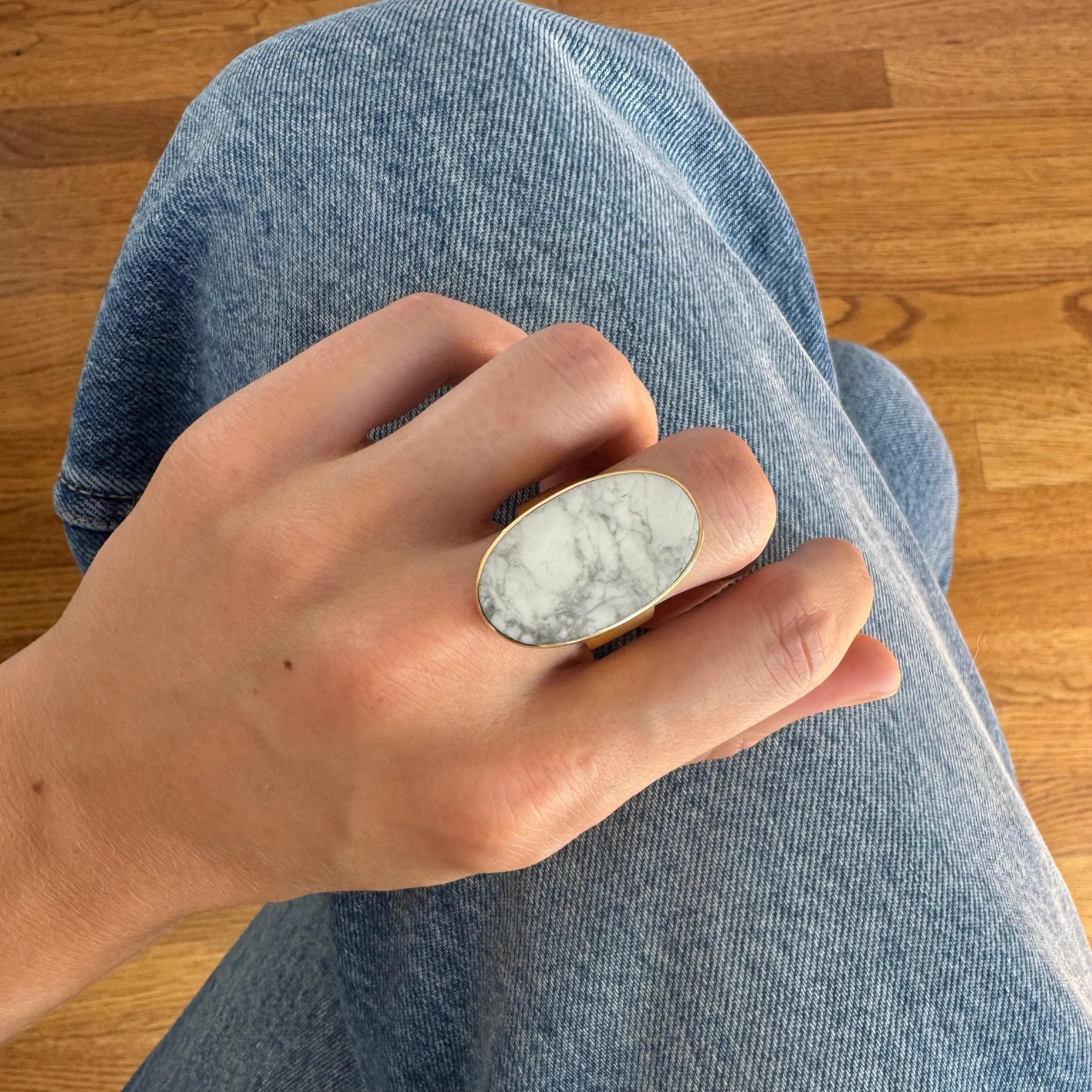 Howlite Oval Ring sold by Anna Beck product image thumbnail 3