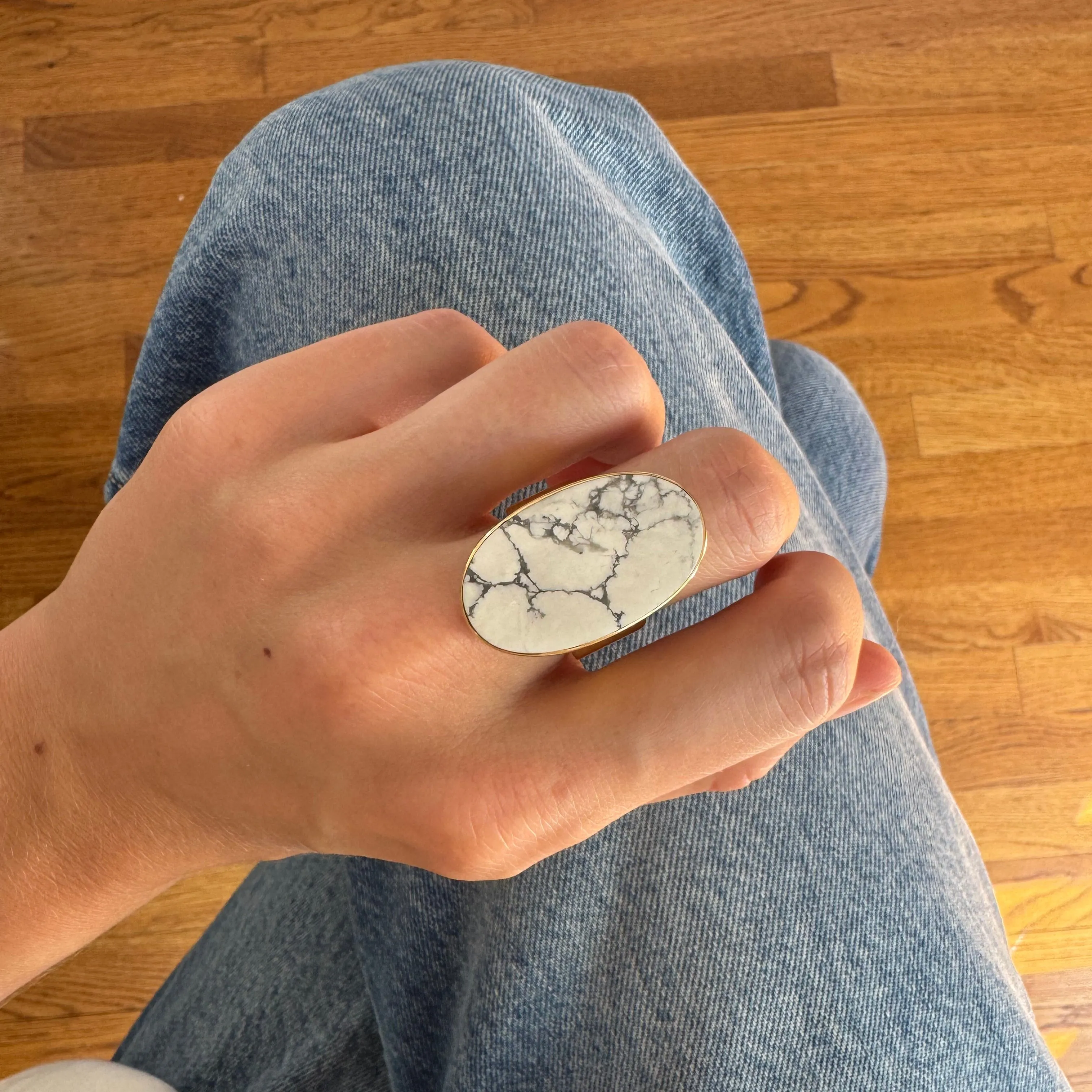 Howlite Oval Ring sold by Anna Beck product image thumbnail 2