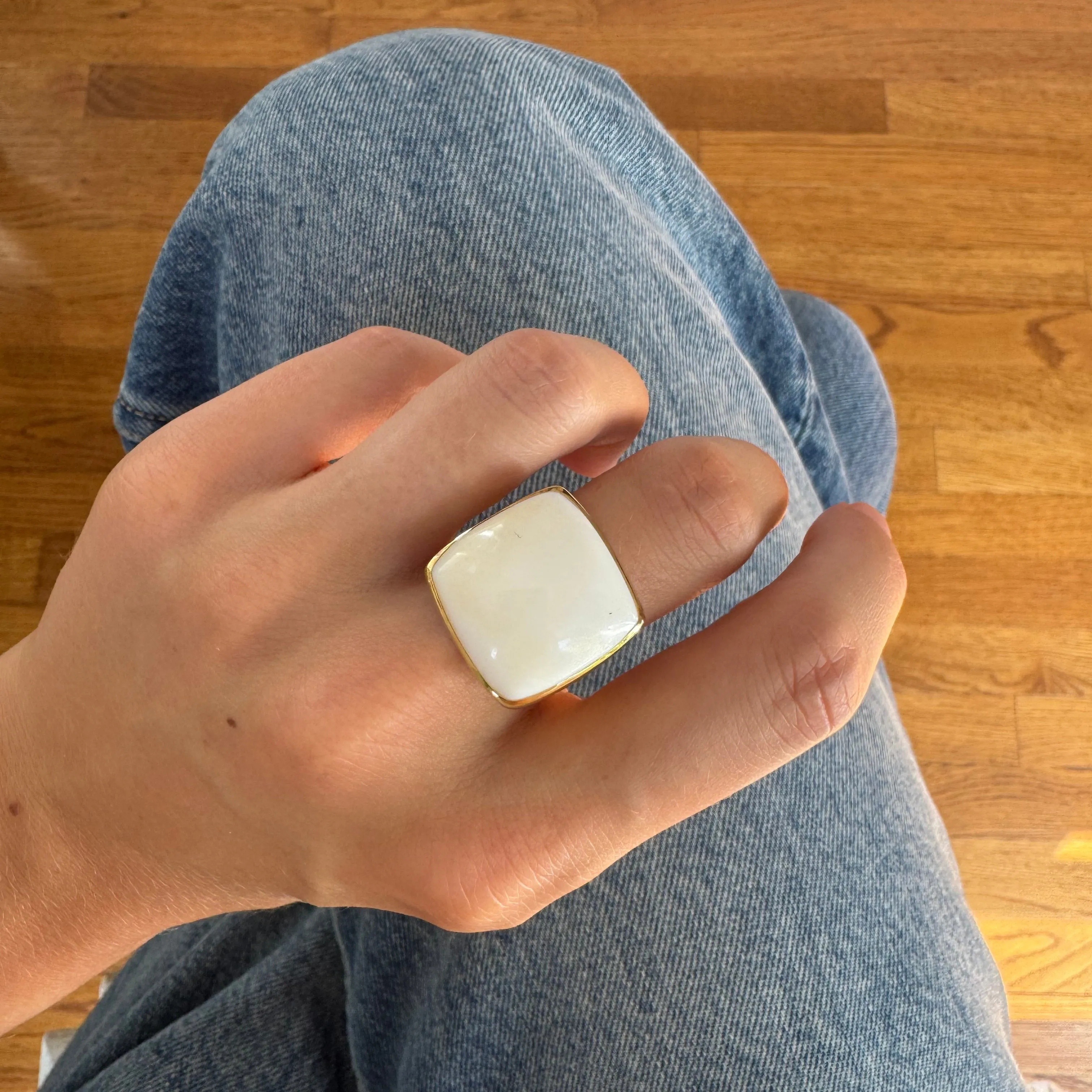 White Opal Cushion Ring sold by Anna Beck product image thumbnail 2