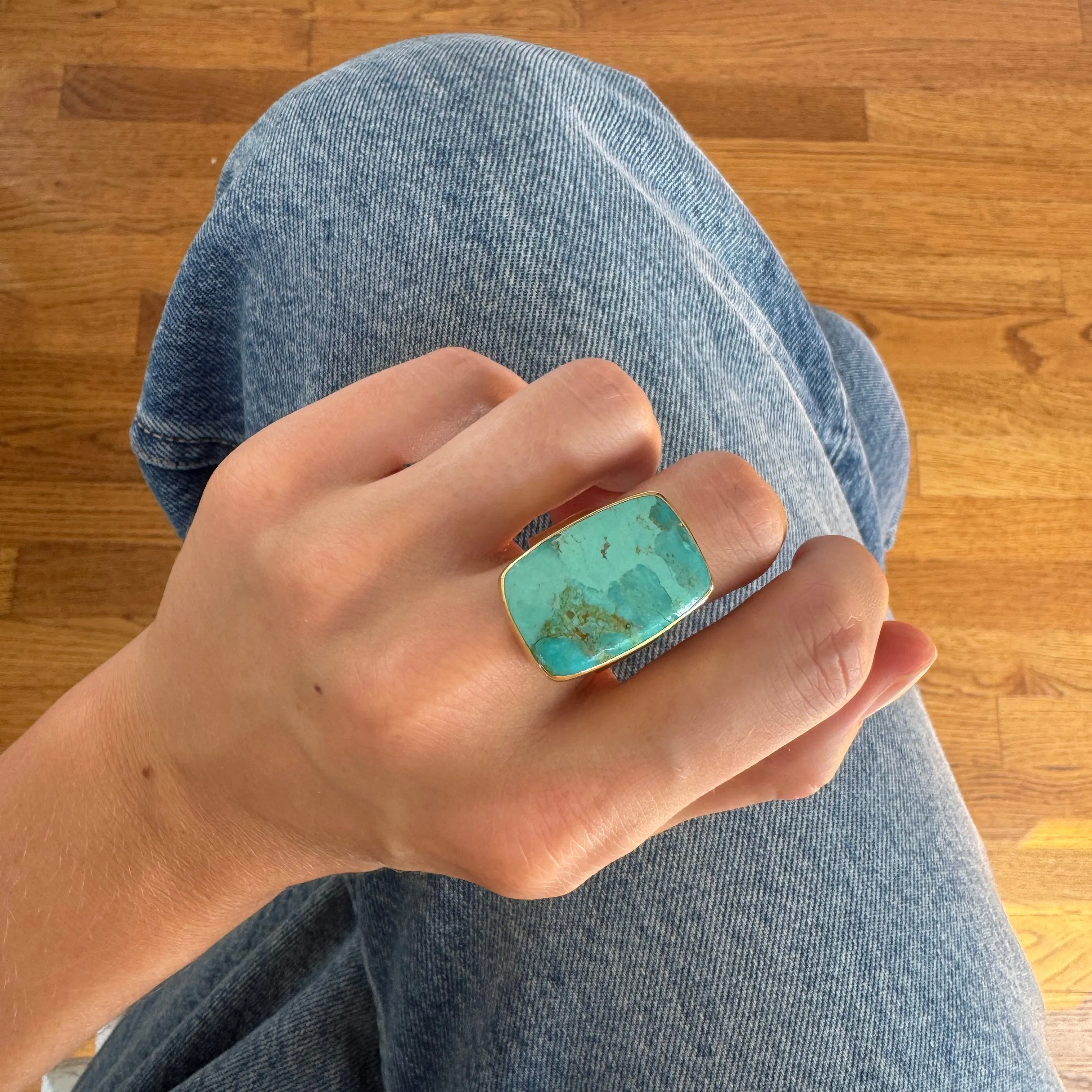 Turquoise Large Cushion Ring sold by Anna Beck product image thumbnail 2