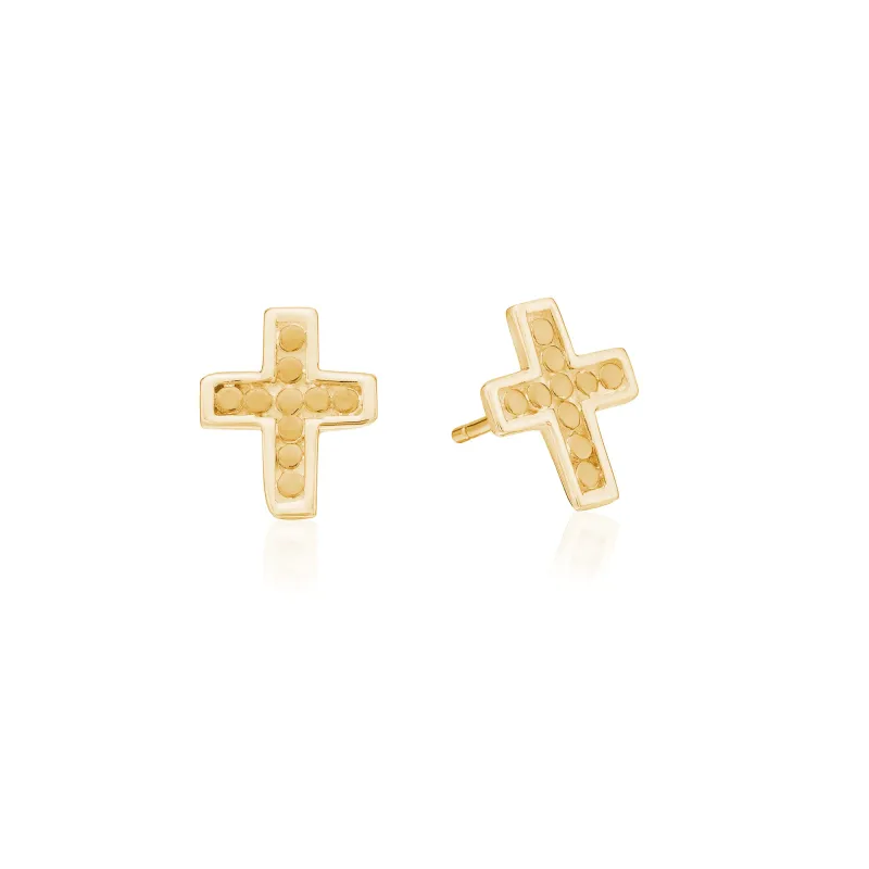 Classic Cross Stud Earrings - Gold made by Anna Beck
