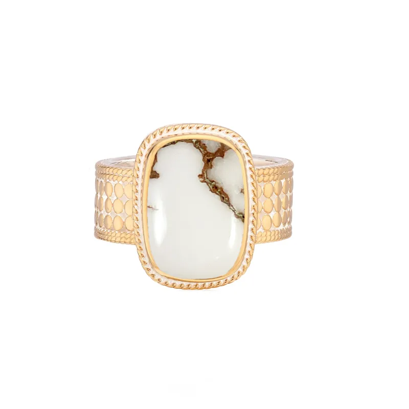 White Buffalo Cushion Ring sold by Anna Beck