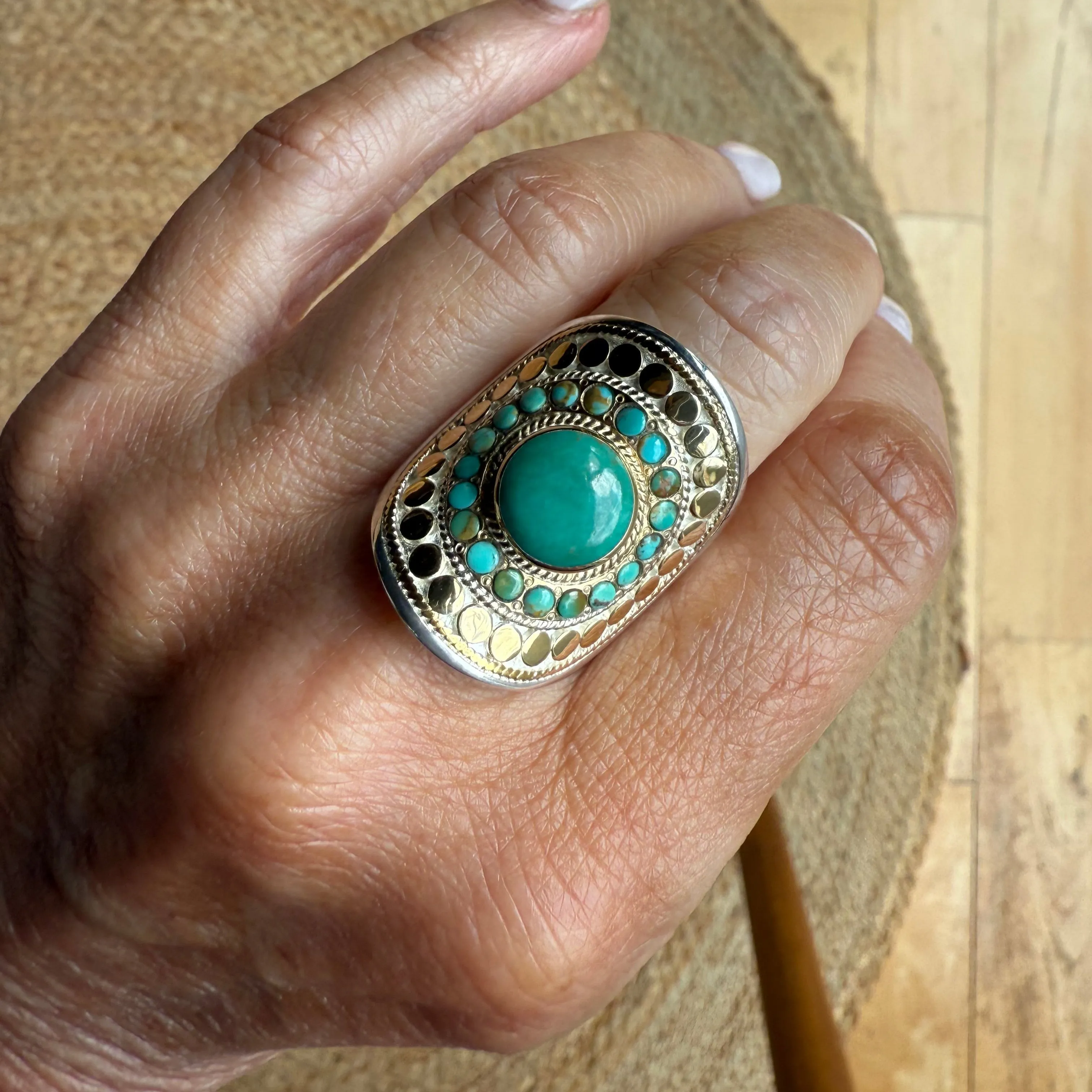 Turqoise Pave Saddle Ring sold by Anna Beck product image thumbnail 2