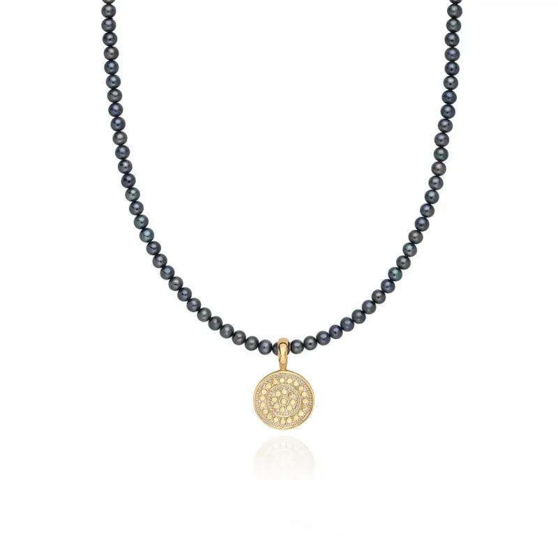 Blue Pearl Beaded Pendant Necklace sold by Anna Beck