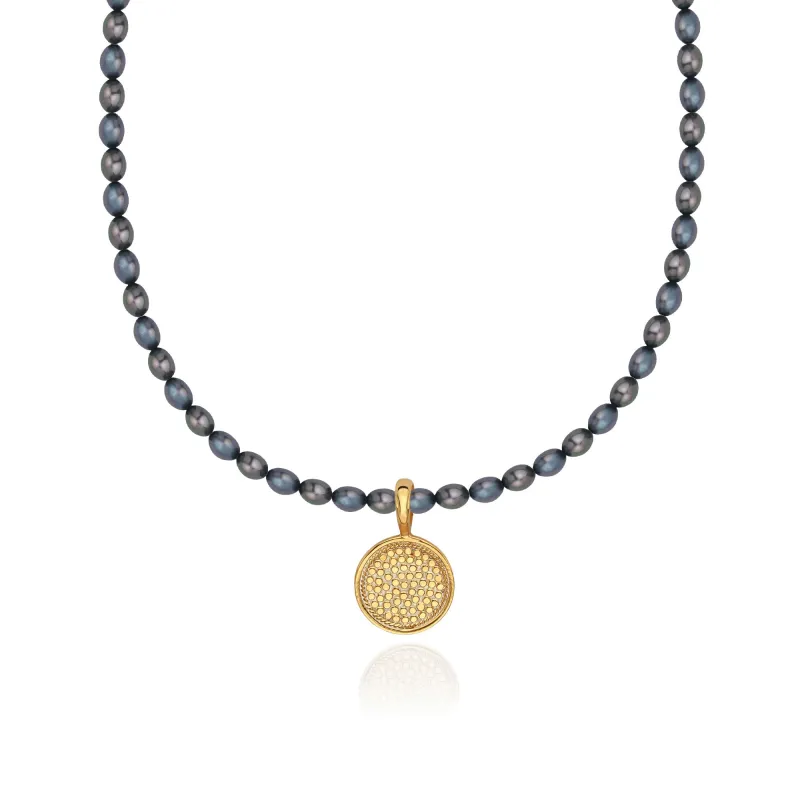 Blue Pearl Beaded Pendant Necklace - Large sold by Anna Beck