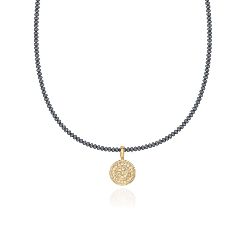 Blue Pearl Beaded Pendant Necklace - Small sold by Anna Beck