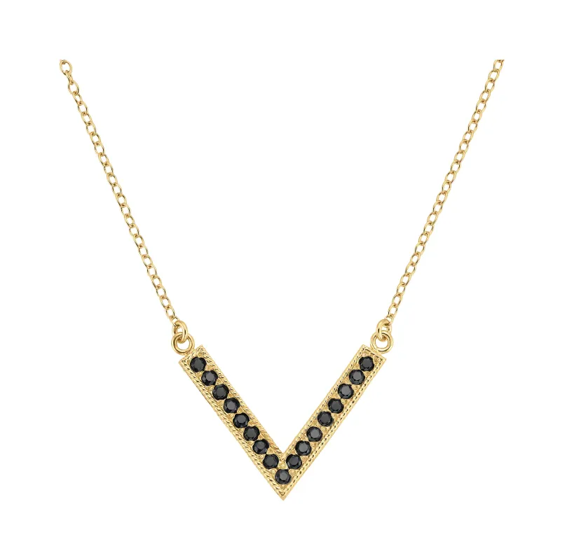 Black Onyx Pavé V Necklace sold by Anna Beck