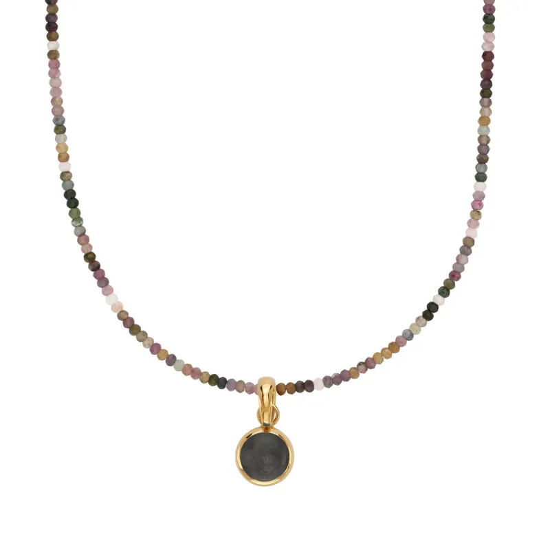 Grey Sapphire Watermelon Tourmaline Charm Necklace sold by Anna Beck