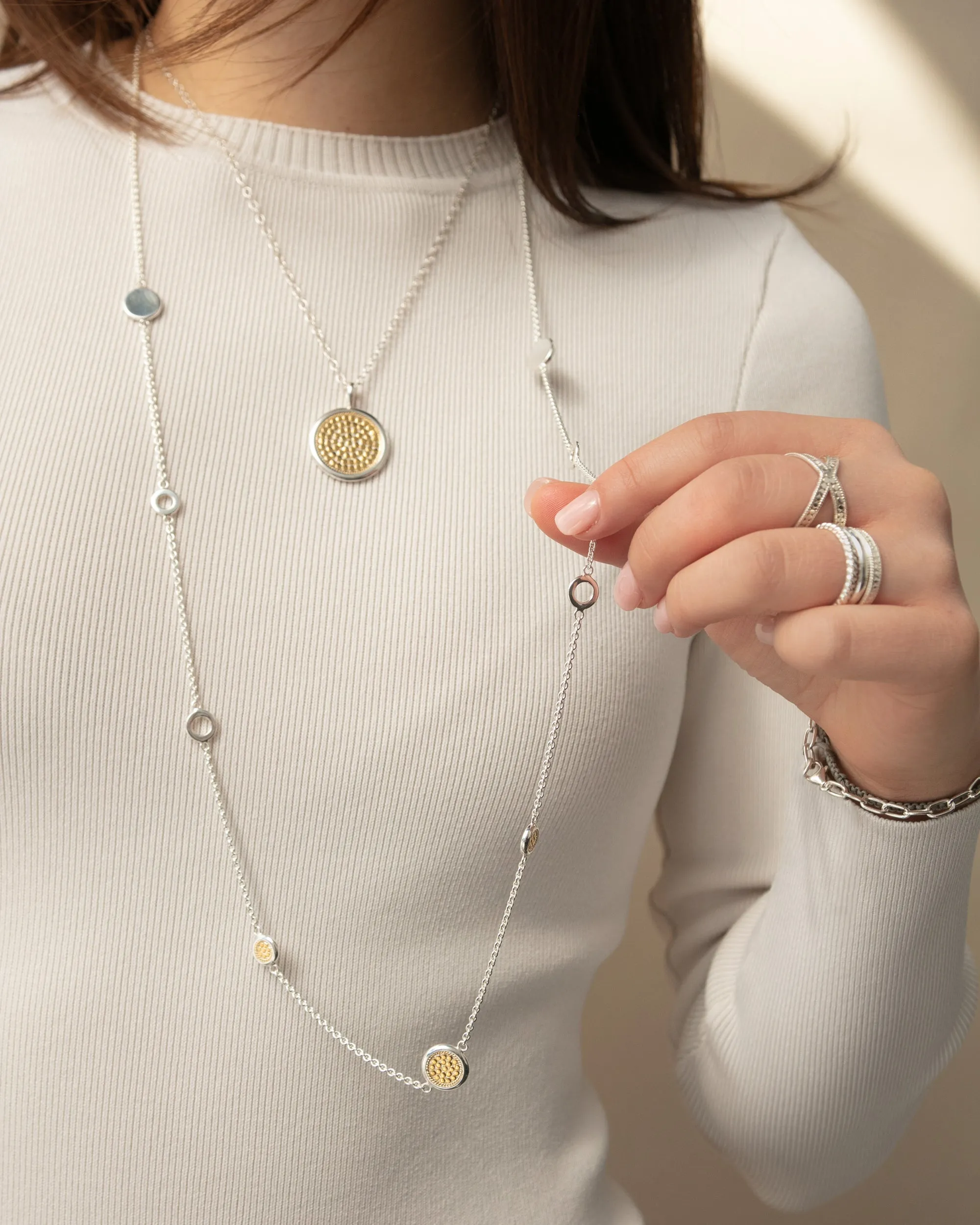 Classic Smooth Rim Long Station Necklace sold by Anna Beck product image thumbnail 2