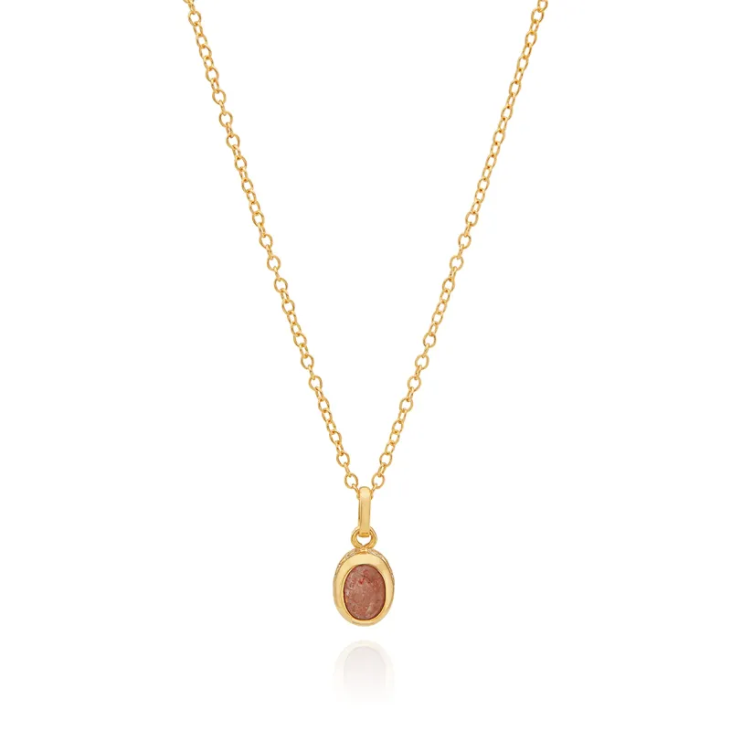 Small Sunstone Oval Engravable Pendant Necklace sold by Anna Beck