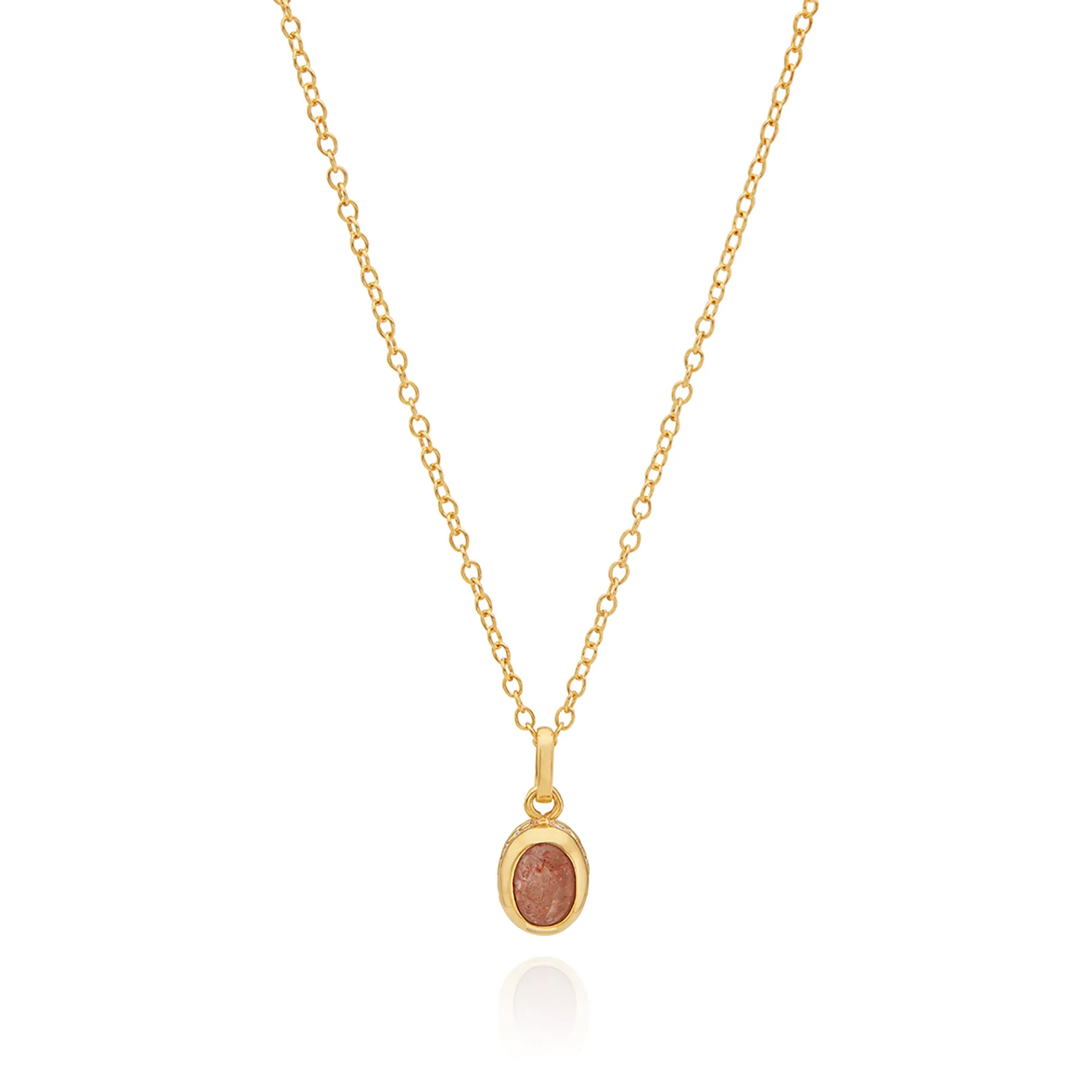Small Sunstone Oval Engravable Pendant Necklace sold by Anna Beck