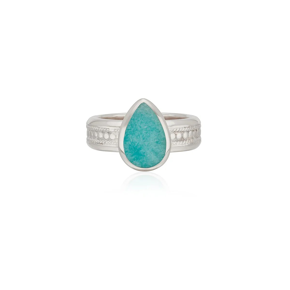 Amazonite Drop Cocktail Ring - Silver sold by Anna Beck