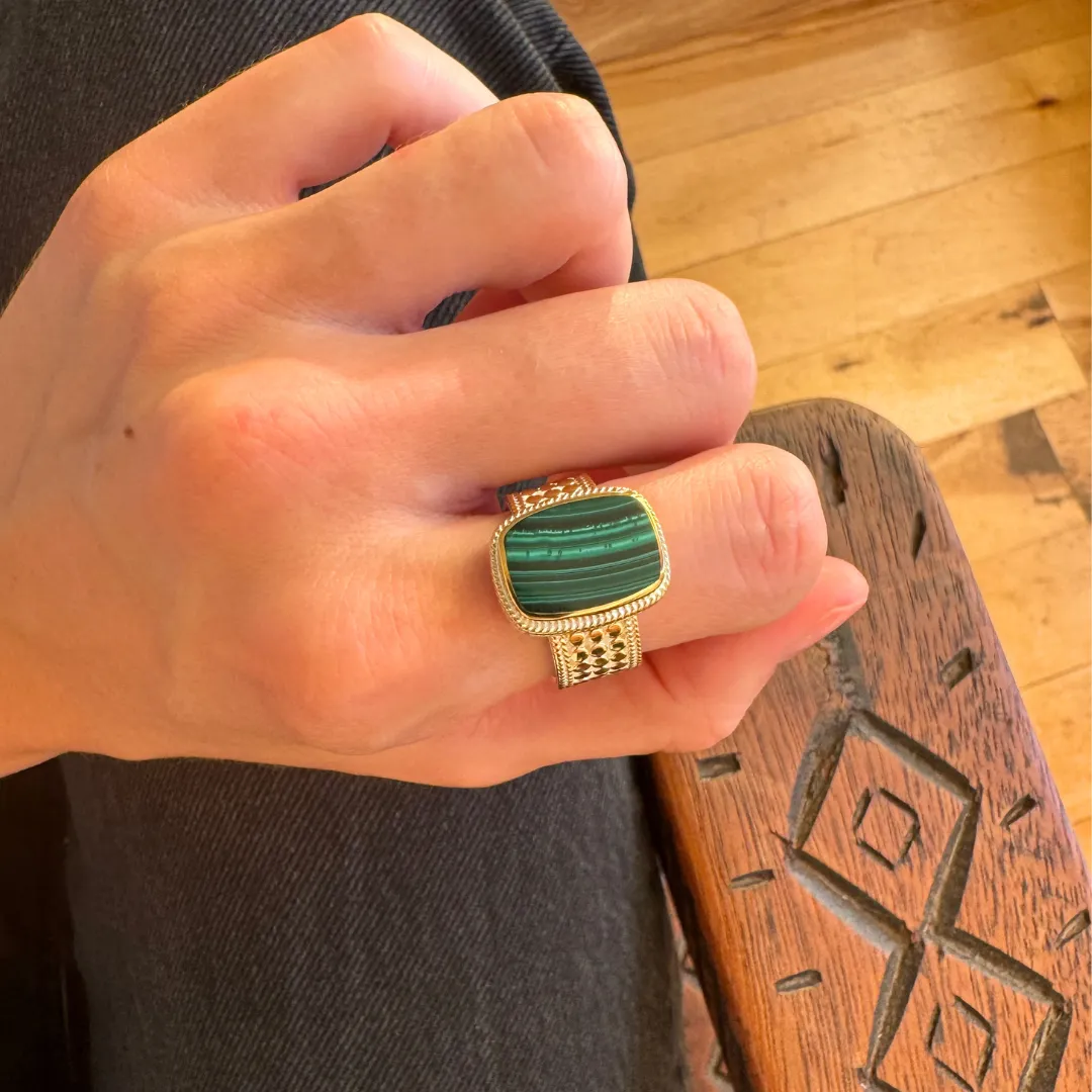 Malachite Cushion Ring sold by Anna Beck product image thumbnail 5