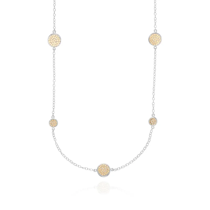 Classic Long Multi-Disc Station Necklace - Gold & Silver sold by Anna Beck
