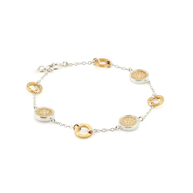 Hammered Station Bracelet - Gold & Silver sold by Anna Beck