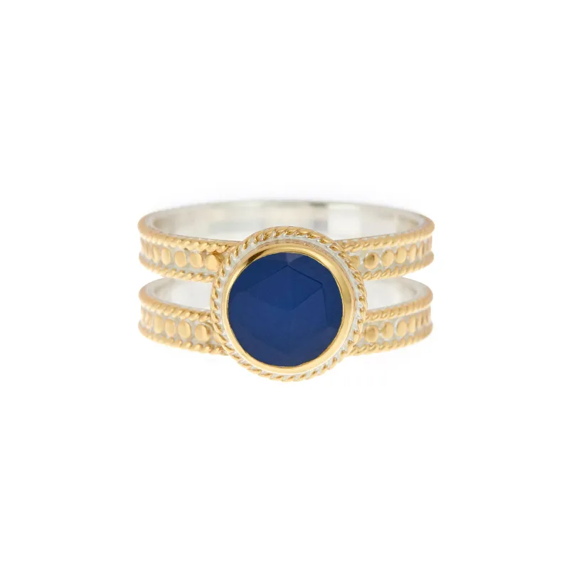 Blue Sapphire Double Band Ring sold by Anna Beck