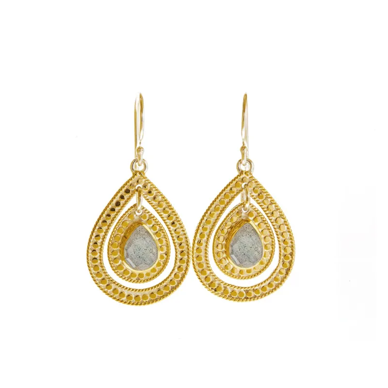 Labradorite Double Drop Cut Out Earrings sold by Anna Beck